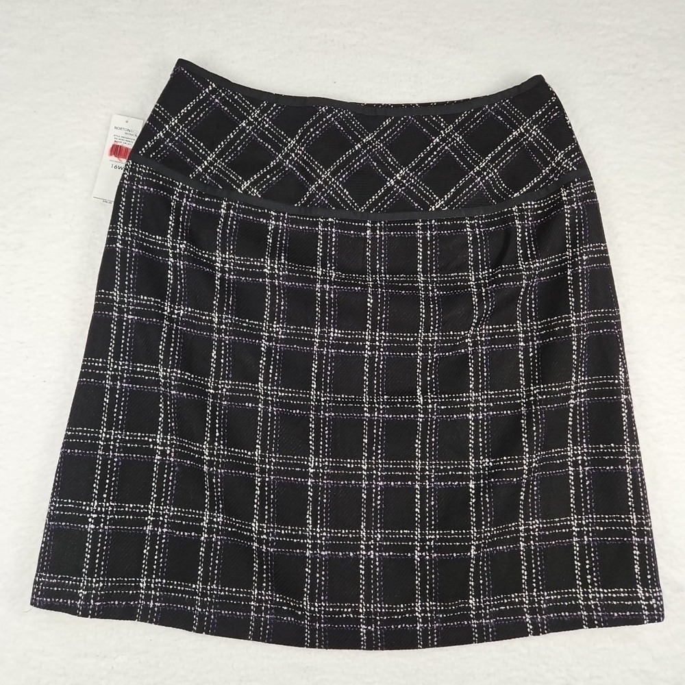 VTG 80s Norton & Co. Womens Skirt 16W Black Plaid Purple/White Lined Cosmopolita - Picture 8 of 9